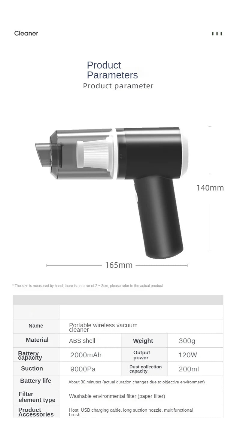 Wireless Mini Car Vacuum Cleaner Portable