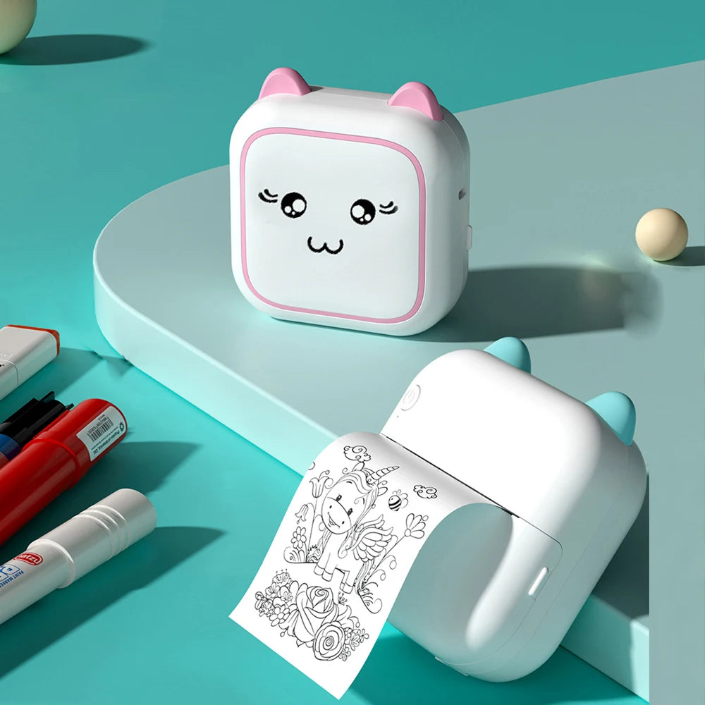 Mini Printer Portable Label Self-adhesive Sticker Color Thermal Paper Wireless Bluetooth Printing For Phones Photo