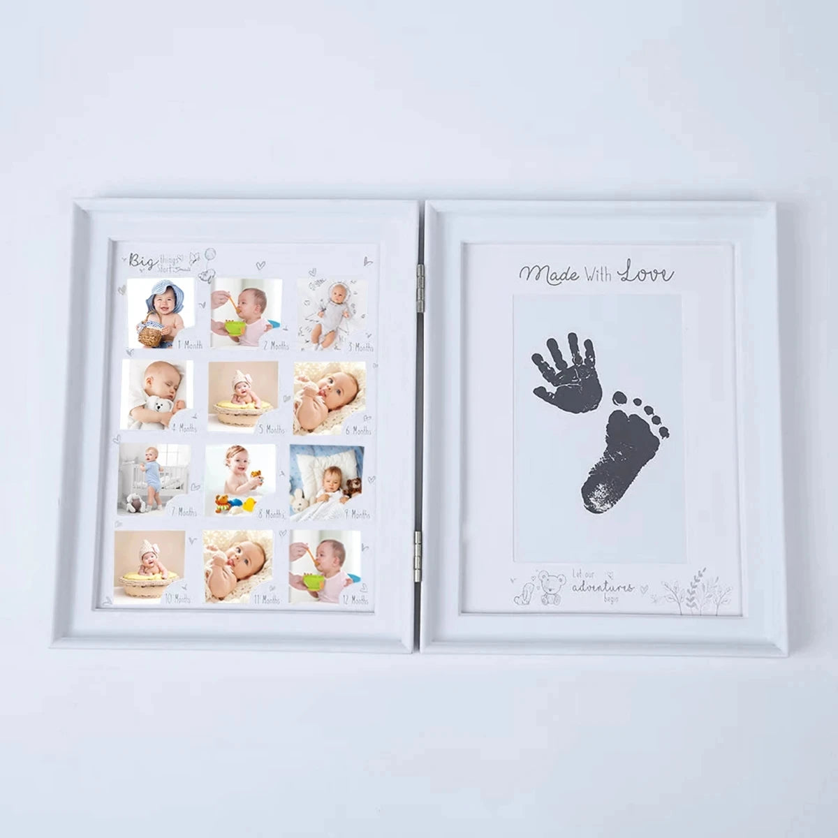 Book Style 12 Months Growth Baby One Year Old Child Handprint Footprints