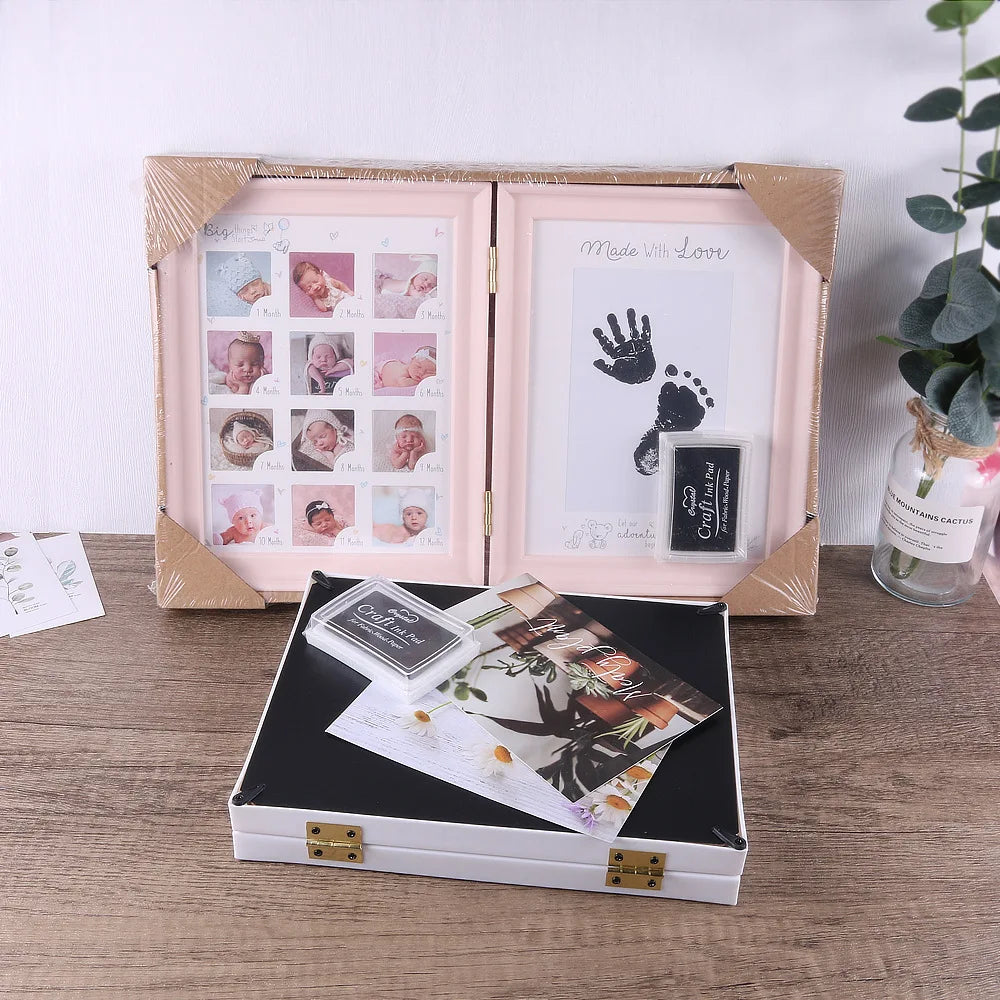 Book Style 12 Months Growth Baby One Year Old Child Handprint Footprints